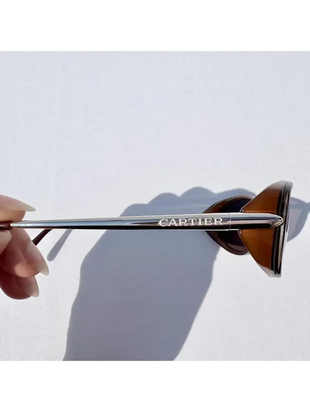 Vintage 90s Cartier Sunglasses Two-tone Brown Rounded Rectangle Frames